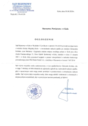 Zdjęcie: Sąd Rejonowy w Kole - ogłoszenie dot. postępowania stwierdzenia nabycia spadku po zmarłym