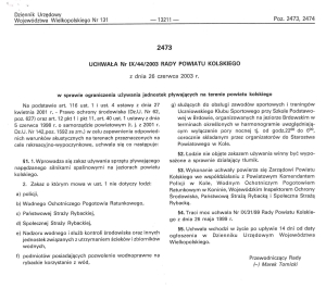 Zdjęcie: Starosta Kolski przypomina o ograniczeniach jednostek pływających na terenie powiatu kolskiego