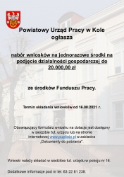 Zdjęcie: NABÓR WNIOSKÓW NA JEDNORAZOWE ŚRODKI NA PODJĘCIE DZIAŁALNOŚCI GOSPODARCZEJ!!!