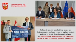 Zdjęcie: Podpisanie umowy na dofinansowanie zadania „Dostosowanie infrastruktury Sali Porodowej SPZOZ w Kole