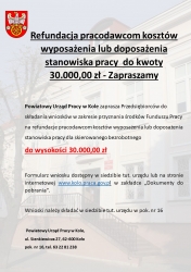 Zdjęcie: REFUNDACJA PRACODAWCOM KOSZTÓW WYPOSAŻENIA LUB DOPOSAŻENIA STANOWISKA PRACY  