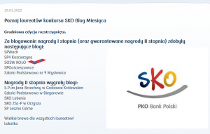 Zdjęcie: SOSW w Kole laureatem konkursu SKO Blog Miesiąca!!!