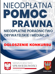 Zdjęcie: NIEODPŁATNA POMOC PRAWNA - OGŁOSZENIE O KONKURSIE