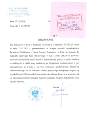 Zdjęcie: Sąd Rejonowy w Kole - WEZWANIE z 7.12.2023r.