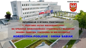 Zdjęcie: INFORMACJA  O  WYNIKU  PRZETARGU