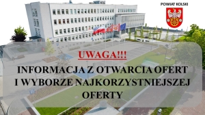 Zdjęcie: INFORMACJA Z OTWARCIA OFERT I WYBORZE NAJKORZYSTNIEJSZEJ OFERTY