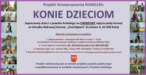 Zdjęcie: Darmowe zajęcia jazdy konnej dla dzieci z powiatu kolskiego!!!