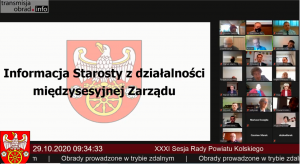 Zdjęcie: XXXI sesja Rady Powiatu Kolskiego - 29.10.2020